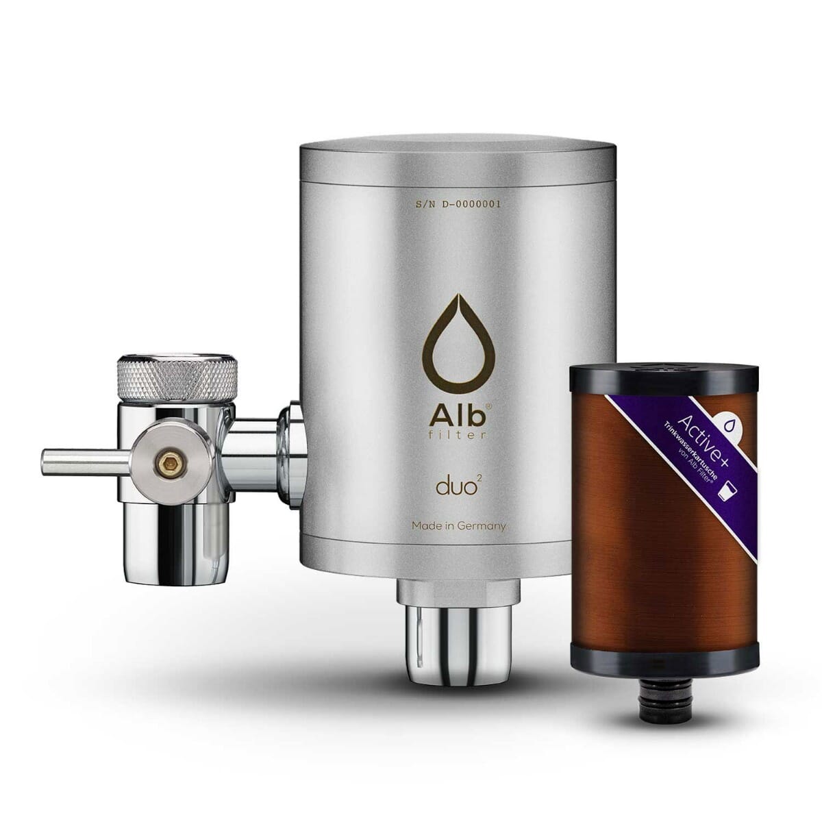 Alb Filter® Duo Active Plus+ Trinkwasserfilter für den  Wasserhahn (Edelstahl matt) seit 1987