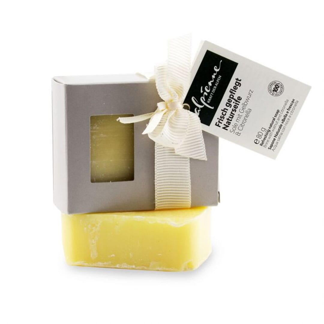 Alpienne  "Frisch gepflegt" Naturseife Sole mit Walnuss & Citronella, 80g, PALMÖLFREI