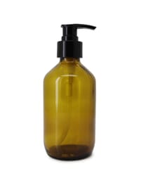 Glas Dispenser, braunglas, 250ml, inkl. schwarzem Pump