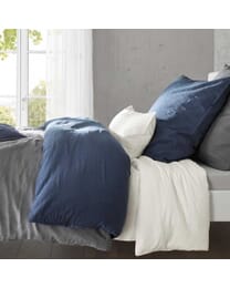 Fleuresse PROVENCE Garnitur, 160x210 Leinen/Baumwoll, navy