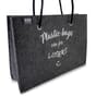 REUSEME Shopping Bag Schöne Einkaufstasche aus Loden. Front bestickt mit "plastic bags are for losers"