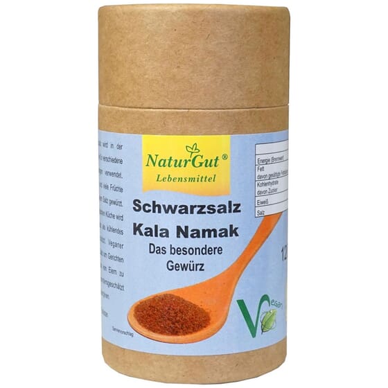 NaturGut Schwarzsalz Kala Namak Vegan fein im Kraftpapier Streuer 120g