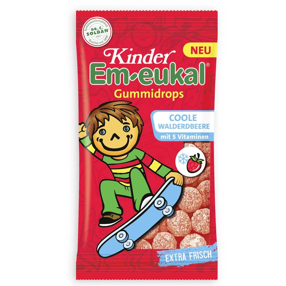 Dr. C. SOLDAN Em-eukal® Kids coole Walderdbeere Gummidrops  mit 5 Vitaminen