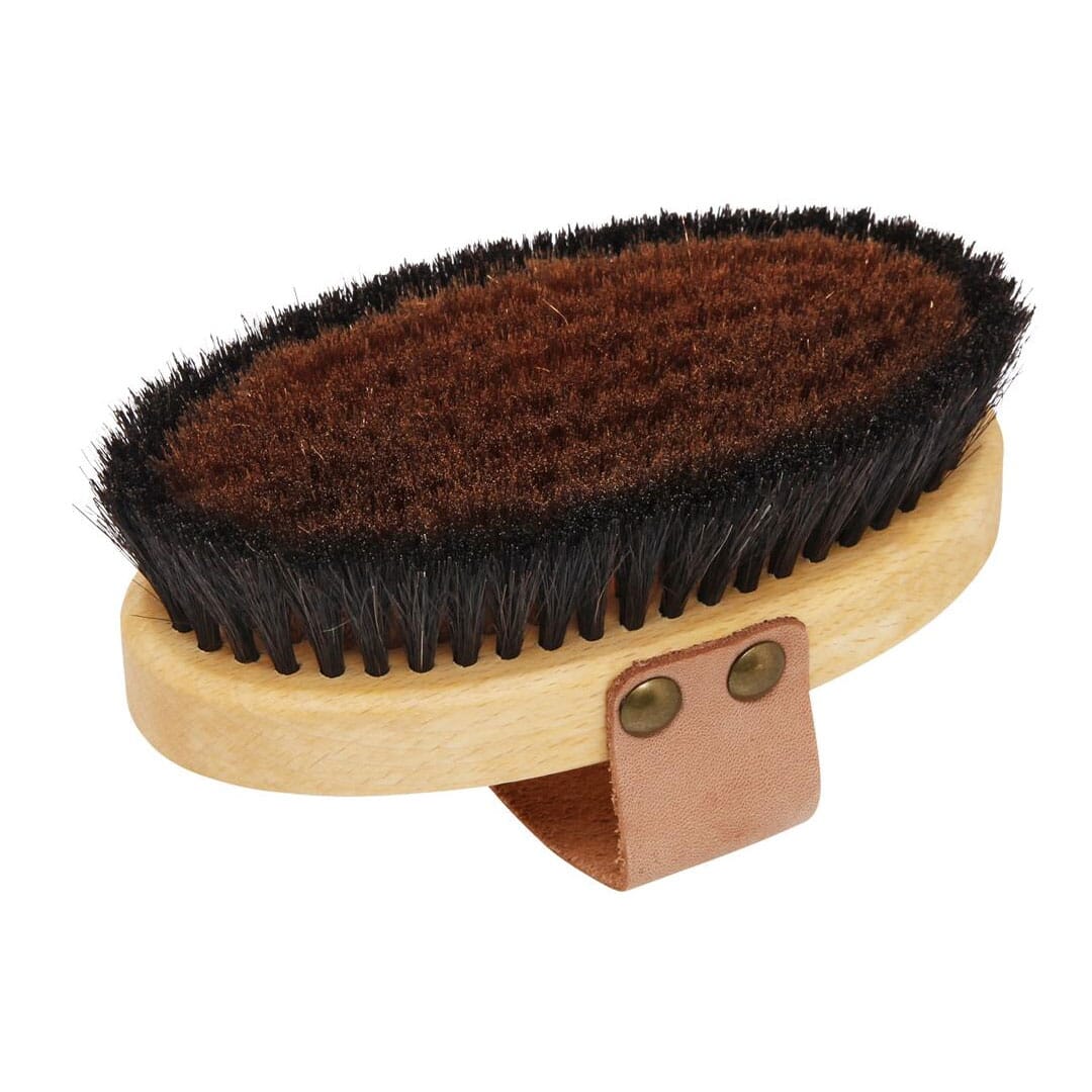 Body Ionic Brush Massagebürste, Sie peelt, durchblutet und energetisiert sanft die Haut. Buchenholz, Bronzedraht und Rosshaare.