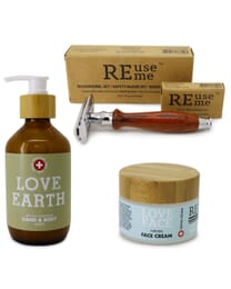 REUSEME Rasierset mit Rasierhobel, Seife und Gesichtscreme für eine perfekte Rasur und Gesichtspflege