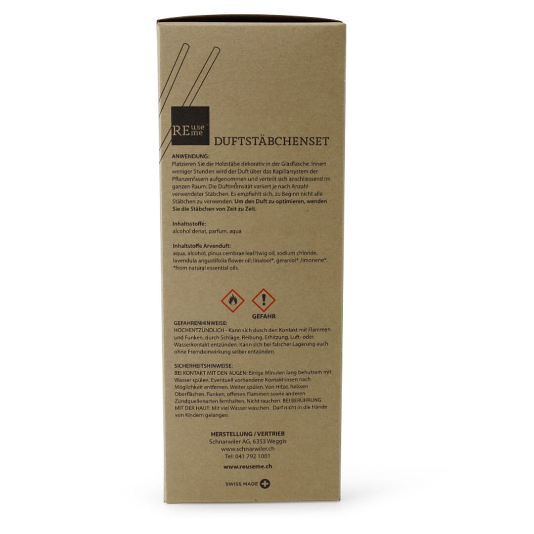 ReUseMe Duftstäbchenset Arve, Zirbe, Swiss Pine, 200ml