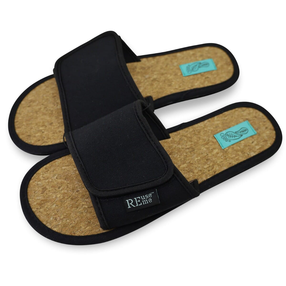 ReUseMe Schlappen mit Kork und Klettverschluss für im SPA, Hotel oder zuhause