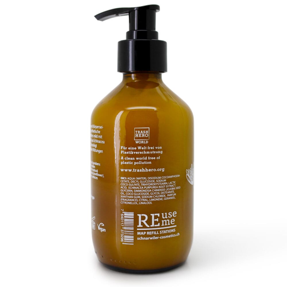 Schnarwiler LOVE VERBENA Hand & Body Wash mit Zitronenverbena & Echinacea. Dieses ganz natürliche und angenehm duftende Duschgel und Handseife mit Zitronenverbena und Echinacea