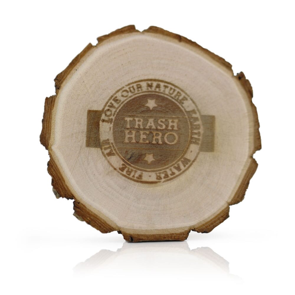 Trasch Hero Untersetzer aus Holz, Bierdeckel aus Holz
