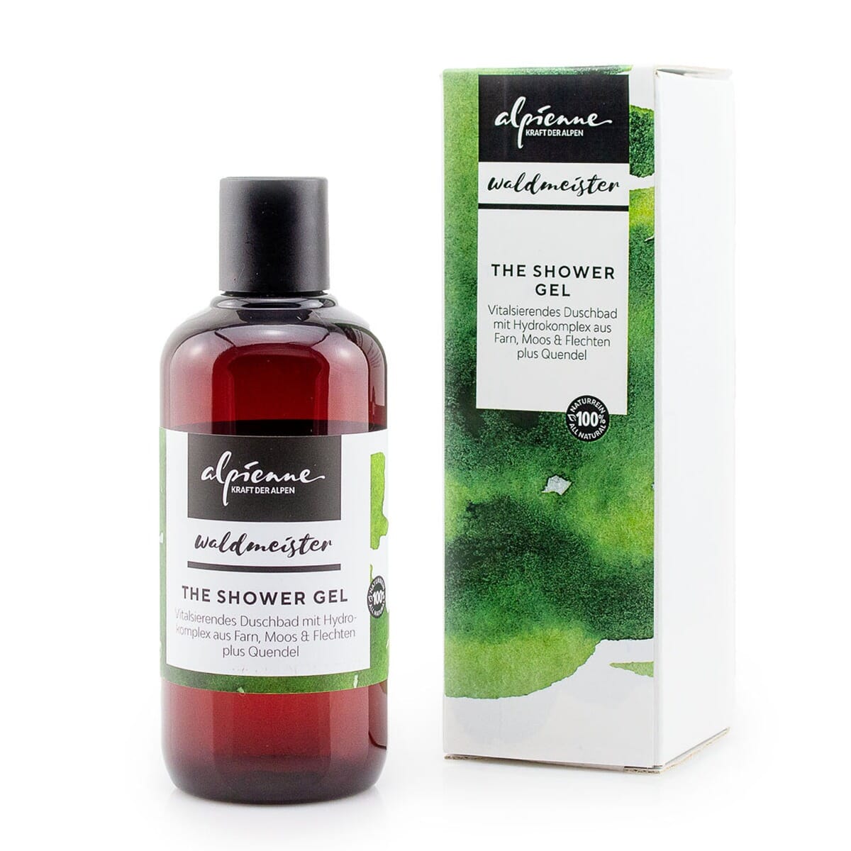 Alpienne Waldmeister THE SHOWER GEL, Vitalisierendes Duschbad mit Hydrokomplex aus Farn, Moos und Flechten plus Quendel