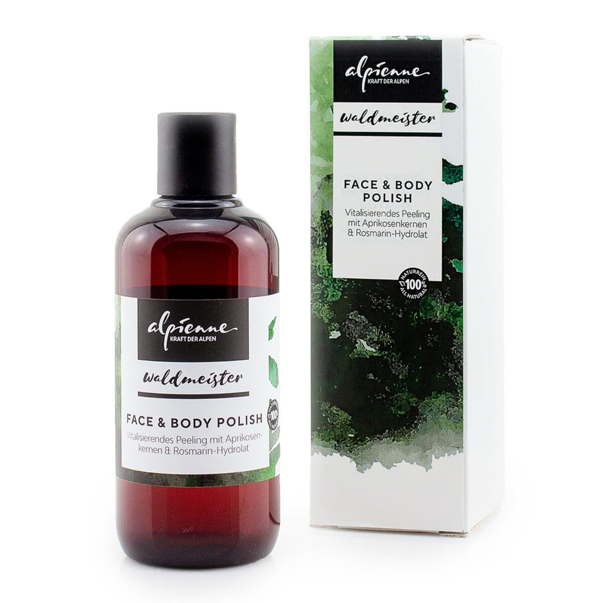 Alpienne Waldmeister FACE & BODY POLISH, Vitalisierendes Peeling mit Aprikosenkernen und Rosmarin-Hydrolat