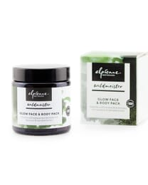 Alpienne Waldmeister GLOW FACE & BODY PACK, Klärende und hydrierende Intensivkur mit Hauswurz und Gänseblümchen