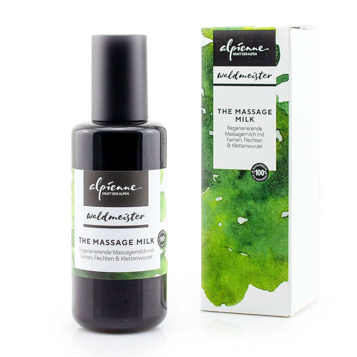 Alpienne Waldmeister THE MASSAGE MILK, Regenerierende Massagemilch mit Farnen, Flechten und Klettenwurzel