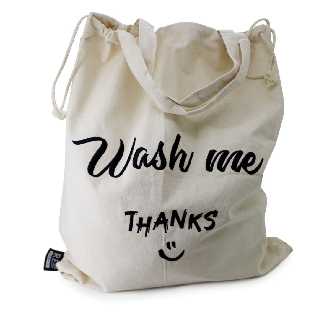 REUSEME Laundry Bag, Wash me gestickt für Hotels 